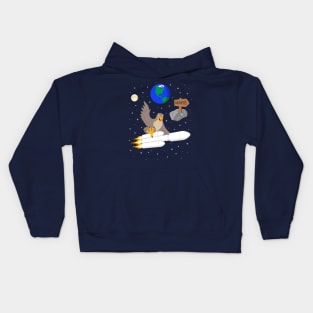 Falcon Riding Heavy Space Ship to Mars Kids Hoodie